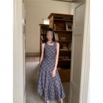 Ameerika vintage ruuduline varrukateta kleit naiste suvine uus ni&scaron;&scaron; ebaregulaarne vestseelik midi pikkusega S- (can be worn within 45kg)