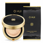 OHUI Ultimate Cover Moisture Cushion Foundation 15g + Refill 15g Hydrating Dewy Glow Cushion Compact | Full Coverage for Dry & Sensitive Skin 01 Milk Beige