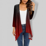 Naiste gradienttr&uuml;kiga ebaregulaarne kolmeveerandvarrukatega kardigan taskujakiga XXXL