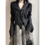 Y2k pluus Naiste vintage must s&auml;rk gooti Harjauku plisseeritud n&ouml;&ouml;biga korea tume kitsas pikkade varrukatega esteetiline naine XL