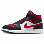 Air Jordan 1 Mid Bred Toe Meeste tossud Must Valge Tulepunane 554724-079 47.5