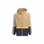 Adidas Originals Spordijakk triibulise logotr&uuml;kiga ja v&auml;rviplokkidega Meeste &Uuml;ler&otilde;ivad Kartongikollane IN0996 L