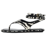 Zara Commuter Kerged Avatud Varba Loomamustriga Kunstnahast Lamedad Sandaalid Naiste Sandaalid Must Valge 13622510194 37
