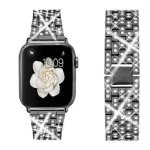 Sobib Apple Watch 30/40/41mm 42/44/45/49mm t&auml;ielikult teemantidega kaunistatud lihtne ja stiilne metallist kellarihm 38 40 41mm must