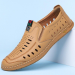 2026 Jalan&otilde;ud meestele Ehtne Nahk Vabaaja Jalan&otilde;ud Suvi Uus L&auml;bil&otilde;ikega Slip-on Loafers Moodsad Nahast Sandaalid 38 tume khaki v&auml;rv