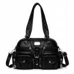 Retro Nahast Naiste Mitmetaskuline &Otilde;la Crossbody Kotid Naistele Emale Suure Mahutavusega K&auml;ekott Messengeri T&otilde;mblukuga Kott must