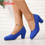 Aphixta Sinised Leopard Punased &Uuml;marotsalised 6cm K&otilde;rged Paksud Kontsad Sametised Kingad Naistele Kuum M&uuml;&uuml;k Pidu Disko Tants Suurused 35-42 34 sinine
