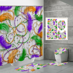 4TK Du&scaron;ikardinakomplektid Du&scaron;ikardina ja Vaipadega WC-kaane Vaip U-kujuline Matt ja Vannimatt Vannitoakomplekt 12 Konksuga One Size