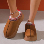 Uued soojad karusnahast poolsaapad, naiste tasapinnalised platvormsussid, pl&uuml;&uuml;sised pl&auml;tud, puuvillased talvekingad naistele Br&auml;ndi disainiga Snow Botas 36 pruun