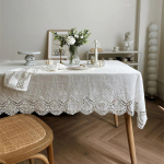 Valge tikandiga pitsist lilleline laudlina kodu, pulmapeo kaunistamiseks 100% puuvillane laudlina luksuslik lauakate 90X130cm