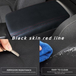 Best Leather Center Console Lid Armrest Cover Trim For Honda Civic Red line