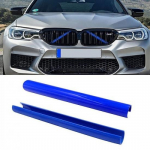 2Pcs Blue Front Kidney Grille ert Stripes Decor Trim For BMW 5 Series 2010-17