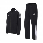 Adidas Taekwondo 3-triibuline Klassikaline Retro Sirgete S&auml;&auml;ristega Pikad P&uuml;ksid Seisva Kraega Jakk Puuvillane Kaheosaline Vabaaja Spordidress CLTR02NHJT+CLTR02PTK S