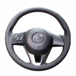 Must kunstnahast k&auml;sitsi &otilde;mmeldud auto roolikatte kate Mazda CX-5 CX5 Atenza 2014 Uus Mazda 3 CX-3 2016 jaoks White Thread