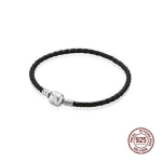 Sterling 925 H&otilde;be Must Fit V&otilde;lud Helmed Lihtne Stiil Lihtne Reguleeritav K&auml;ev&otilde;ru DIY P&otilde;hiline Nahkpael 18cm white