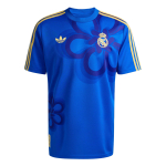 Adidas Originals Real Madrid FW25 Kultuurilugu S&auml;rk &Uuml;mmarguse kaelusega Pullover Moodne Vabaaja Spordi L&uuml;hikeste varrukatega Jalgpallis&auml;rk Meeste s&auml;rk JZ2239 M blue