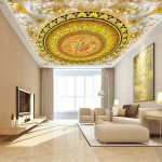 Tapeet 3D Kuldne Euroopa Muster Seinakate Euroopa Stiil Ripplagi 3D Seinamaal Elutuba Magamistuba Kaunistus Seinamaal 200 cm(W) x 140 cm(H)