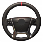 for Volvo XC60 2010-2013 S80 2012-2016 hand stitched non-slip black leather suede car steering wheel cover style 2