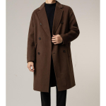 Prantsususe inspireeritud meeste kahekordse rev&auml;&auml;riga trenchcoat - S&uuml;gis/Talv, K&uuml;ps Korea trend, Langeva &otilde;laga villane stiil 2XL black