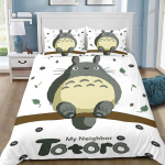 Anime tekikott padjap&uuml;&uuml;r voodipesu komplekt T-TotoroS Kawaii T&auml;iskasvanud Poiss T&uuml;druk Magamistoa kaunistus Lapsed &Uuml;he- ja Kahekohaline Suur suurus EU Single(135*200cm)3pcs white