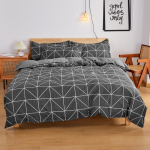 Moodne Pehme Suure Triibuga Voodipesu Komplekt P&otilde;hjamaade Harjatud Voodilina Tekikott Padjap&uuml;&uuml;rid Mugav Voodipesu K&otilde;ikideks Hooaegadeks EU Single(135*200cm)3pcs gray