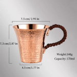 Vintage puhas vaskkruus, k&auml;sitsi valmistatud haamritekstuuriga punutud k&auml;epidemega hommikus&ouml;&ouml;gimule piimale &otilde;llele kohvile 170ml tass, teetass lauan&otilde;ud 170ml