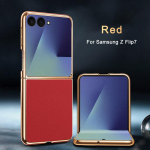 Samsung Galaxy Z Flip 7 jaoks &Uuml;mbris Luksuslik PU Nahk Nahk Kattega &Otilde;huke Kaitsev Tagakate &Uuml;mbris samsung Z Flip7 Telefonikest Galaxy Z Flip7 punane