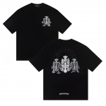 W365 CHROME HEARTS 2026 Suvi Uus K&otilde;rge Kvaliteediga Puuvill &Uuml;mmargune Kaelaava L&otilde;tv Suur Suurus Meeste ja Naiste T-s&auml;rk Paaride T-s&auml;rk S must