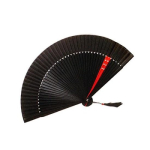 Stiilne Kimono Iroha Siidist Kokkupandav Ventilaator Must Moodsad Bambusest Tupsud 21cm Kahev&auml;rviline Punane punane