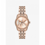 Michael Kors Mini Bryant Pav&eacute; Logo Roosakuldse Tooniga K&auml;ekell MK7541 roosa kuldne v&auml;rv