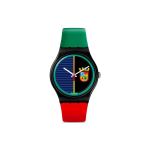 SWATCH Unisex 47,4 mm Must k&auml;ekell SUOB169 SUOB169 Red Green black