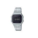 Casio Vintage A168 Klassikaline H&otilde;bedane Ruudukujuline Retro Veekindel Kvartsikell Unisex-kellad Must A168WEM-1 Regular Watch Box,Silver