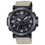 Casio meeste roostevabast terasest 100M veekindel analoog-kellaalarmi kvartskell PRW-6600YBE-5 pruun