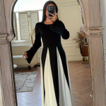 Pikkade varrukatega vabaaja pikk kleit naistele, maksikleidid, elegantne &otilde;htukleit, moslemi peokleidid, Dubai T&uuml;rgi kaftanid, hidžaabikleit L beež