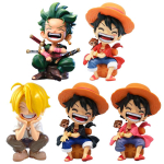 Anime tegevuskuju kuju: Istudes Luffy Zoro Sanji Chibi stiilis Auto kaunistus Kingitus OP f&auml;nnidele T&auml;iuslik kingitus Ilus disain black