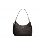 Coach Hobo 29 Kuldne Logo Klassikaline Jacquard T&otilde;mblukuga Poolkuu Nahast Sadulakott Naiste K&auml;ekotid Must CK161-IMAA8 Basic Set (Bag+Dust Bag)