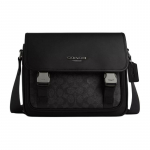 COACH RACER 28 Logo Reguleeritav &Otilde;larihm Kaetud L&otilde;uend ja Sile Vasikanahk Messengeri Kott &Otilde;lakott Crossbody Kott Suur Meeste S&uuml;sinikuhall hall v&auml;rv