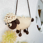 Kawaii Kootud Villane Lammas Laste Crossbody Kott Armas &Otilde;lakott K&auml;sit&ouml;&ouml;punutis Laste V&auml;ike Naljakas Kott Rahakott M&uuml;ndikott Laste Kingitus One Size