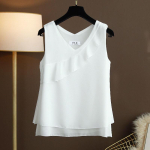 Suvised naiste laiad ruffles &scaron;ifoonpluusid varrukateta V-kaelusega vest naiste &uuml;legabariidilised topid XXXXXXL valge