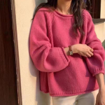 S&uuml;gis Uus Pikkade Varrukatega Pullover Kampsun Naised Mood Vabaaja &Uuml;hev&auml;rviline Elegantne O-kaelusega Kootud Naiste Kampsunid Talv Pehme Soe Naiste Kootud Kampsunid 25514 One Size roosa punane v&auml;rv