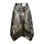 VibeStreet Ameerika Mood Uued Mustad Vana Pesuga Augud L&otilde;dvad Teksap&uuml;ksid Naistele Y2K Vintage Punk Mood Vabaaja Joker K&otilde;rge V&ouml;&ouml;koht Lai Jalg S