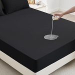 100% veekindel voodilina elastse ribaga libisemisvastase kattega madratsikaitse &uuml;hele kaheinimesevoodile, kuninganna 160 180 200 Sheet Queen(60X80x18inch) must