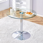 Kaasaegne minimalistlik klaasist baarilaud: 85 cm l&auml;bim&otilde;&otilde;du ja 76 cm k&otilde;rgusega on see valik kerge luksusliku konstruktsiooni jaoks. 85 x 85 x 76 cm h&otilde;be