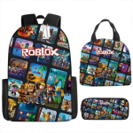 Laste ROBLOX-i teemaline koolikoti komplekt koos l&otilde;unakoti ja pliiatsikarbiga algkooli &otilde;pilastele 3-Piece Set