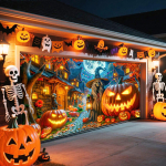 &Uuml;ks Halloweeni Linna N&otilde;id - Halloweeni Garaažiukse B&auml;nner, Suur Riidest Seinakatezyc 98&times;71inch/250*180cm