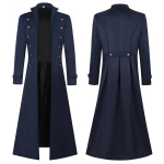 XS-5XL Pluss Suurus Meeste Gooti Trench Keskaegne Steampunk Retro Stiilis Pikad Joped Kaherinnaline &Uuml;hev&auml;rvilised Meeste Vintage Pikad Joped XL sinine