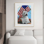 Teemantmaal Ameerika lipp armas kutsikas loom k&auml;sitsi valmistatud DIY teemantmaaling ristitikandid 20X30CM