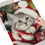 HUACAN J&otilde;ulud 5D DIY Teemantmaaling Kass t&auml;ispuur ruudukujuline Teemanttikandid Koer Talvine Sisustus Kodu Pilt Rhinestonest Full Round 20*30 cm