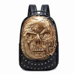 Needi 3D pealuu luustikuga reljeefne &otilde;lakott reisiseljakott Restore Halloween Cool Dark Gothic Carving seljakott kuldne