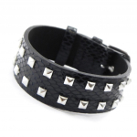 Les Tr&eacute;sors De Lily [I5397] - Bracelet tendance 'Tony' en acier et cuir fa&ccedil;on python - 2 cm must